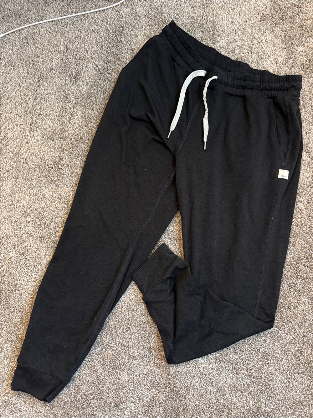 Vuori Black Ankle Jogger Pants with White Drawstring